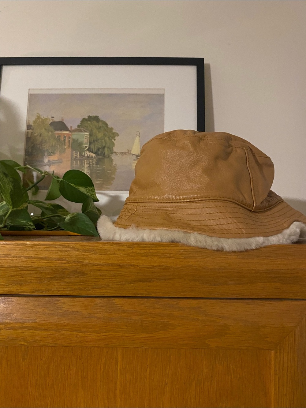 Vintage Wilson’s leather faux fur bucket hat